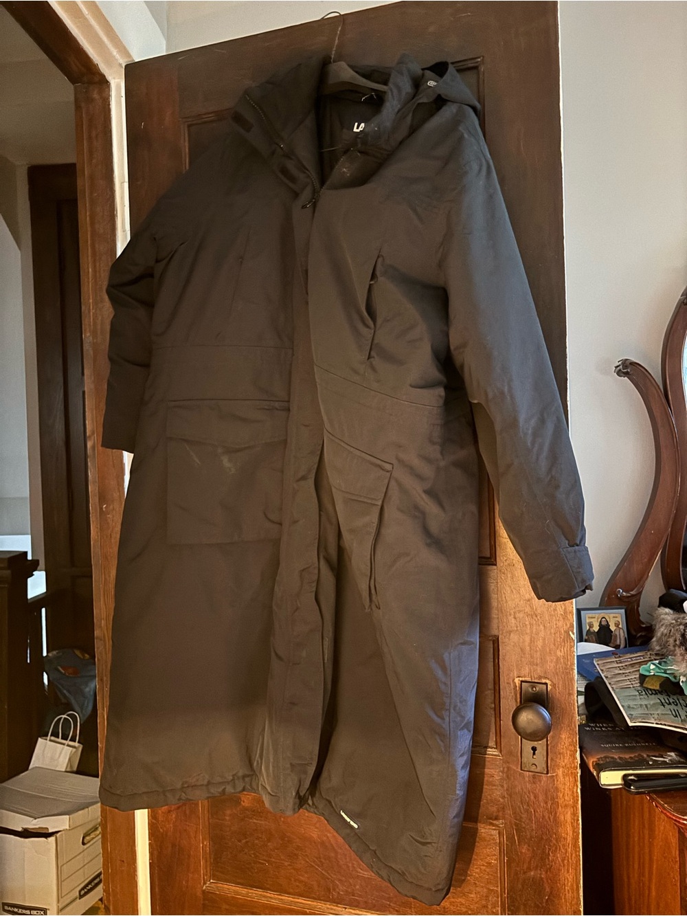 Women’s Land’s End Plus Black Hooded Long Winter Parka